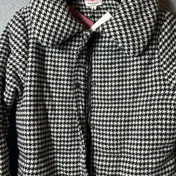 Andree by Unit Jacket Womens M Black White Houndstooth Puff Jacket NEW - Picture 6 of 12